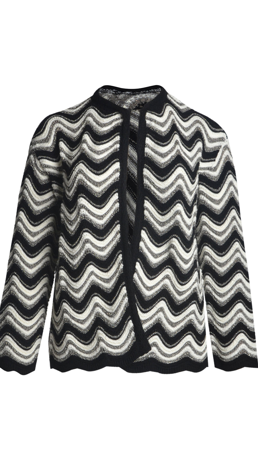 Wave monochrome & lurex knitted cardigan by Mat