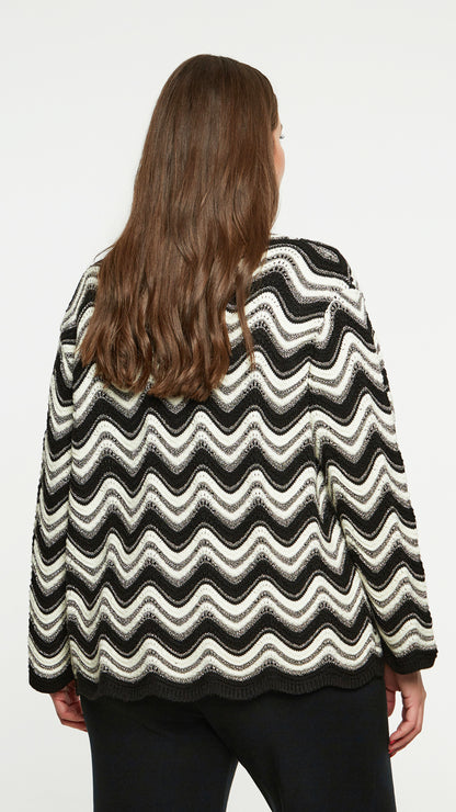 Wave monochrome & lurex knitted cardigan by Mat
