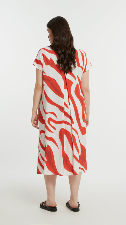 Print button-through shirtdress | Red | by Mat
