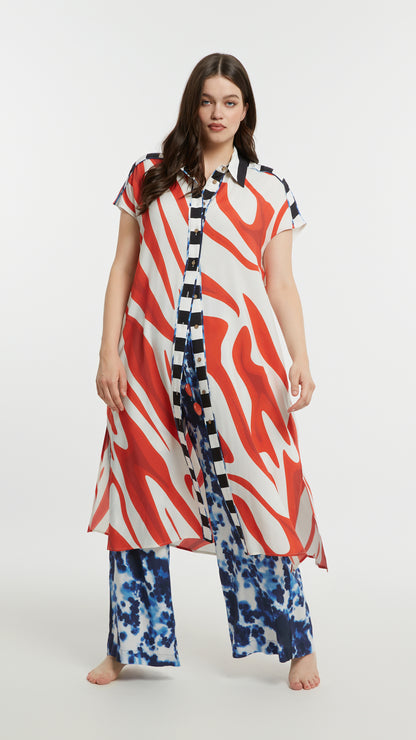 Print button-through shirtdress | Red | by Mat