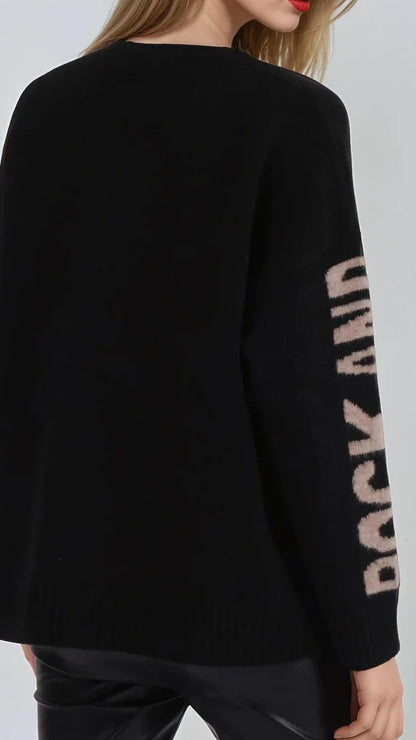 Rock & roll jumper | Black & Nude | by Religion | SRP £86