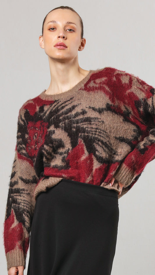 Eccentric jumper (Taupe/Red) by Religion