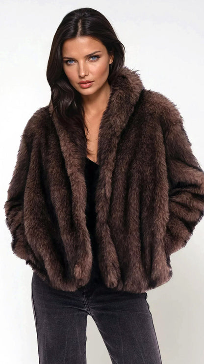 Luna faux fur coat | Rich brown | by Religion