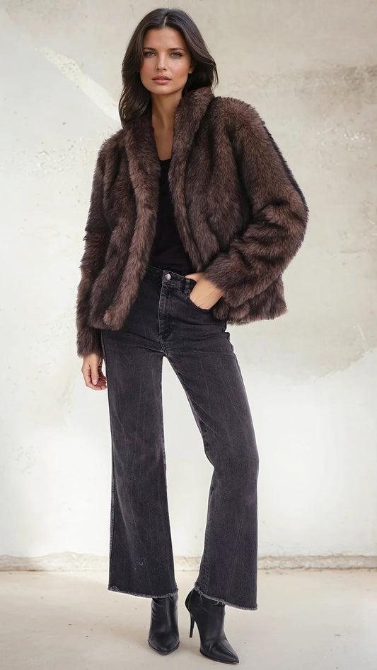 Luna faux fur coat | Rich brown | by Religion