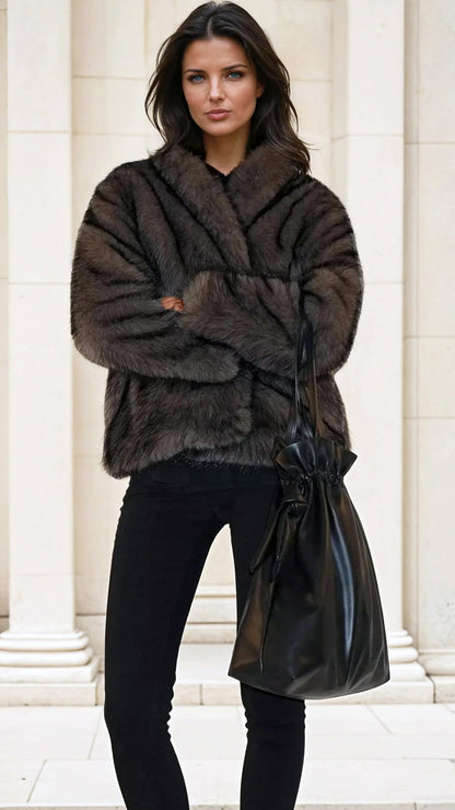 Luna faux fur coat | Rich brown | by Religion
