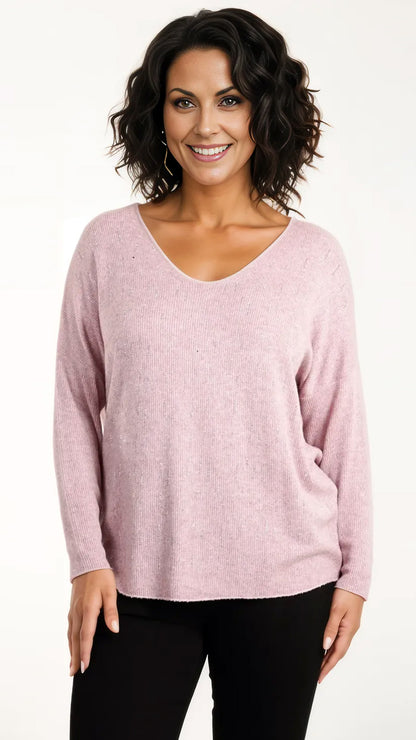 Diamante detail v-neck fine jumper (6 Colours) - last 1s