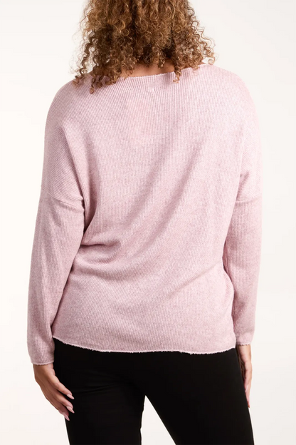 Diamante detail v-neck fine jumper (6 Colours) - last 1s