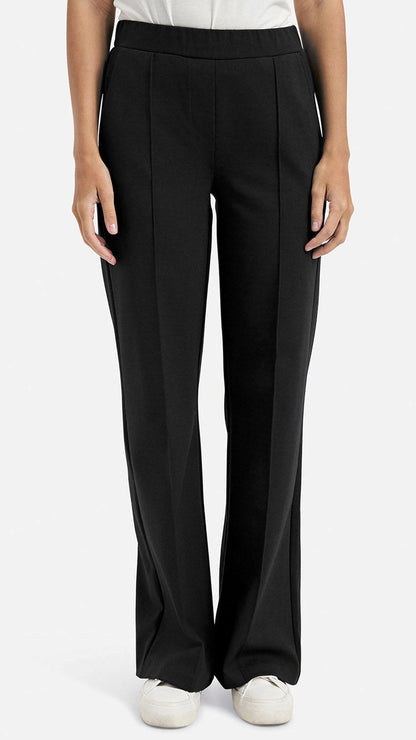 Straight-cut jersey trousers (Black) by Smith & Soul