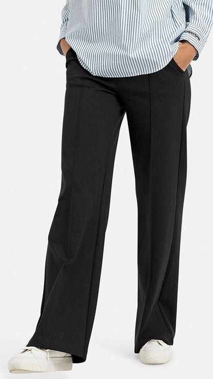 Straight-cut jersey trousers (Black) by Smith & Soul