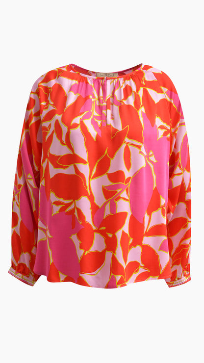 Raglan blouse w/ front slit (Chilli print) by Smith & Soul - last 1