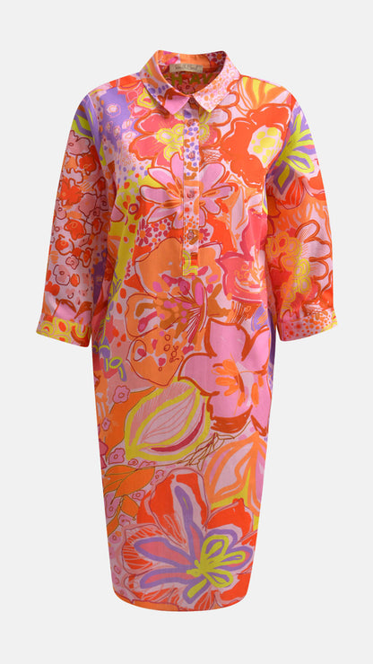 Shirt collar pure cotton Dress (Mandarin print) by Smith & Soul