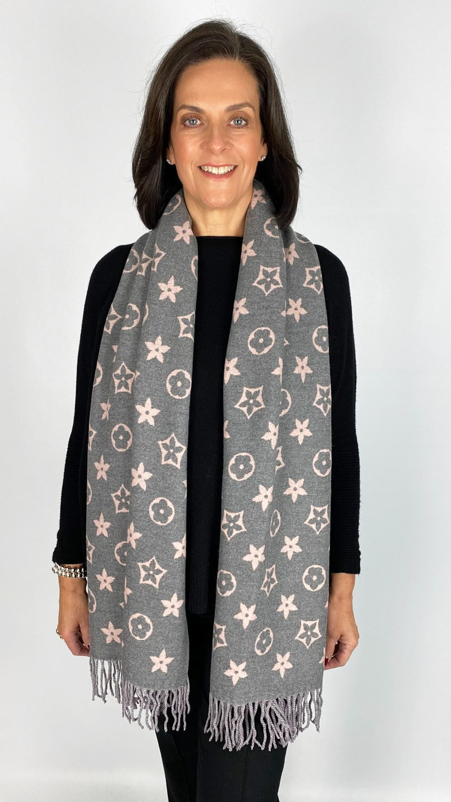 Reversible print shimmer tassel scarf | 2 Colours | by Malissa J