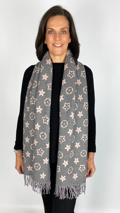 Reversible print shimmer tassel scarf | 2 Colours | by Malissa J