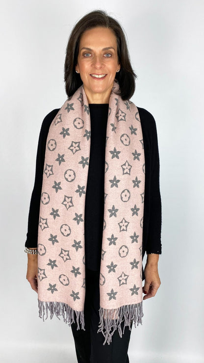Reversible print shimmer tassel scarf | 2 Colours | by Malissa J