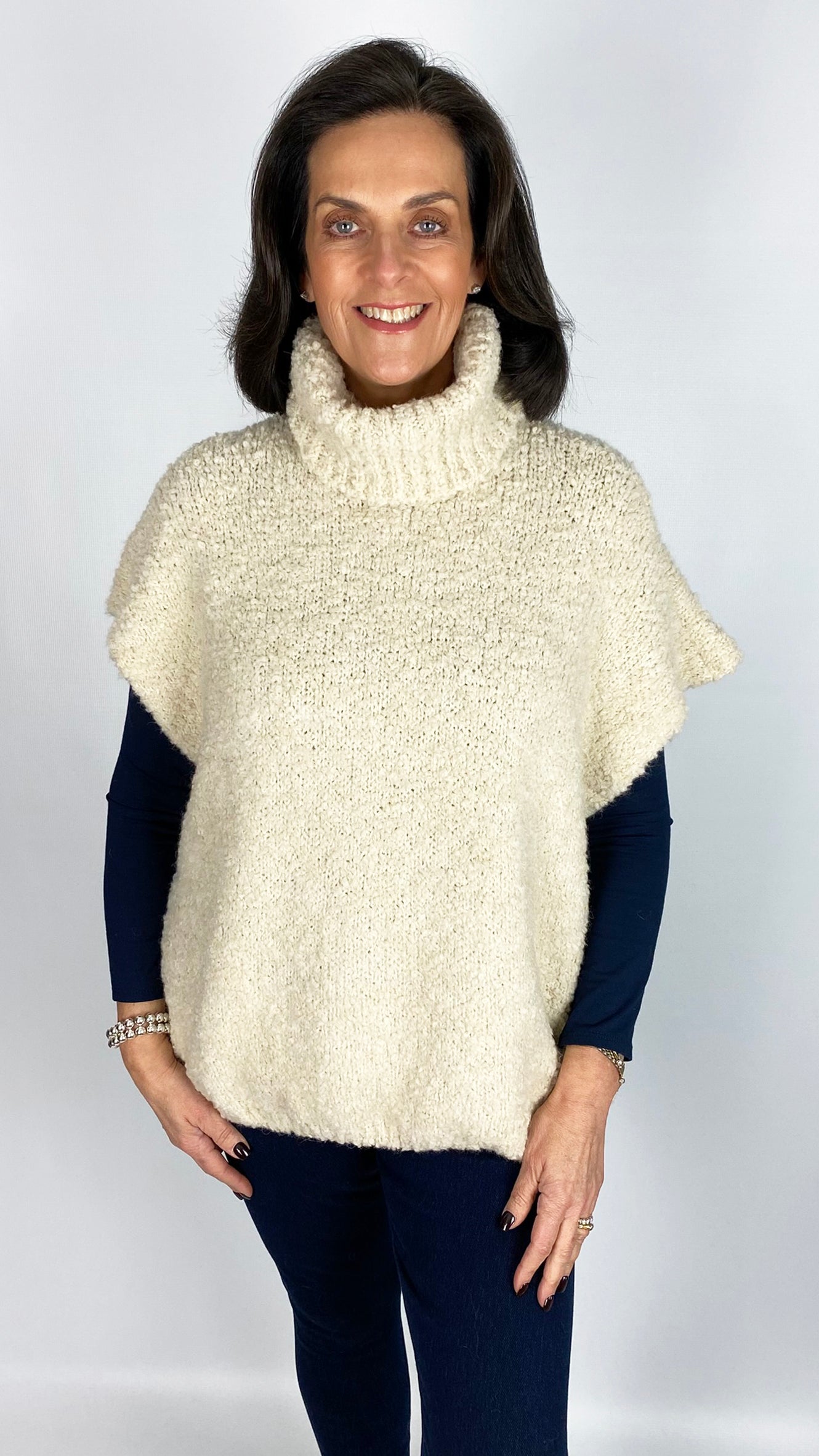 Soft boucle knit rollneck sleeveless jumper | 4 Colours