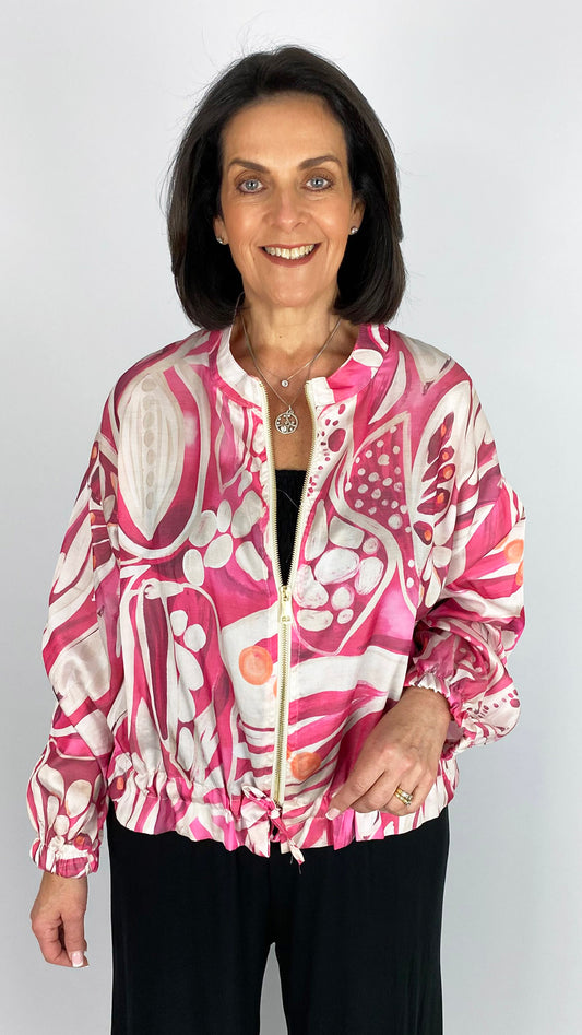 Zip-through butterfly print bomber jacket | 5 Colours