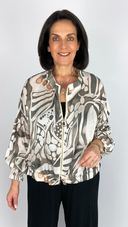 Zip-through butterfly print bomber jacket | 5 Colours