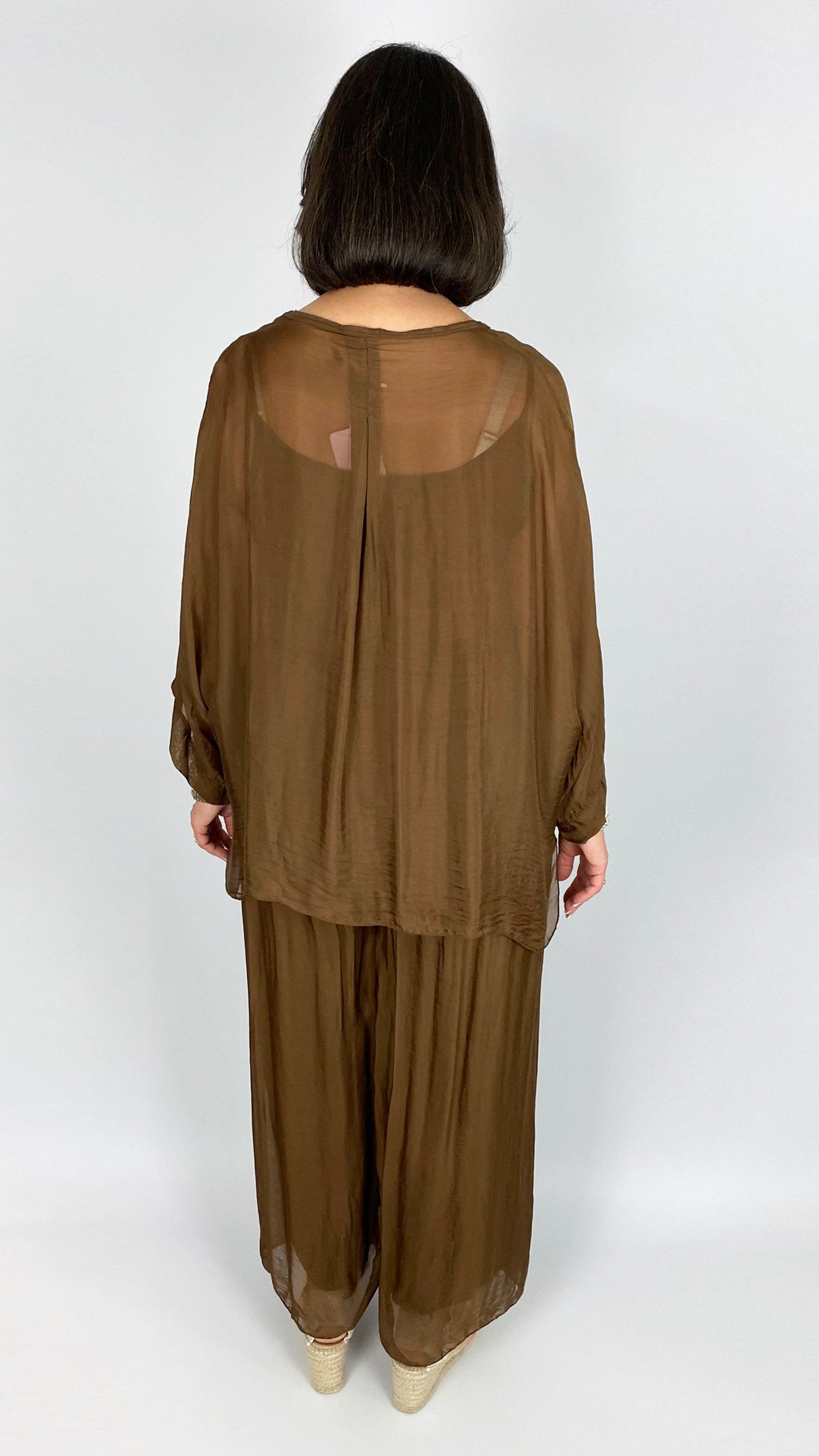 Silk button-front shirt & cami set | 3 Colours