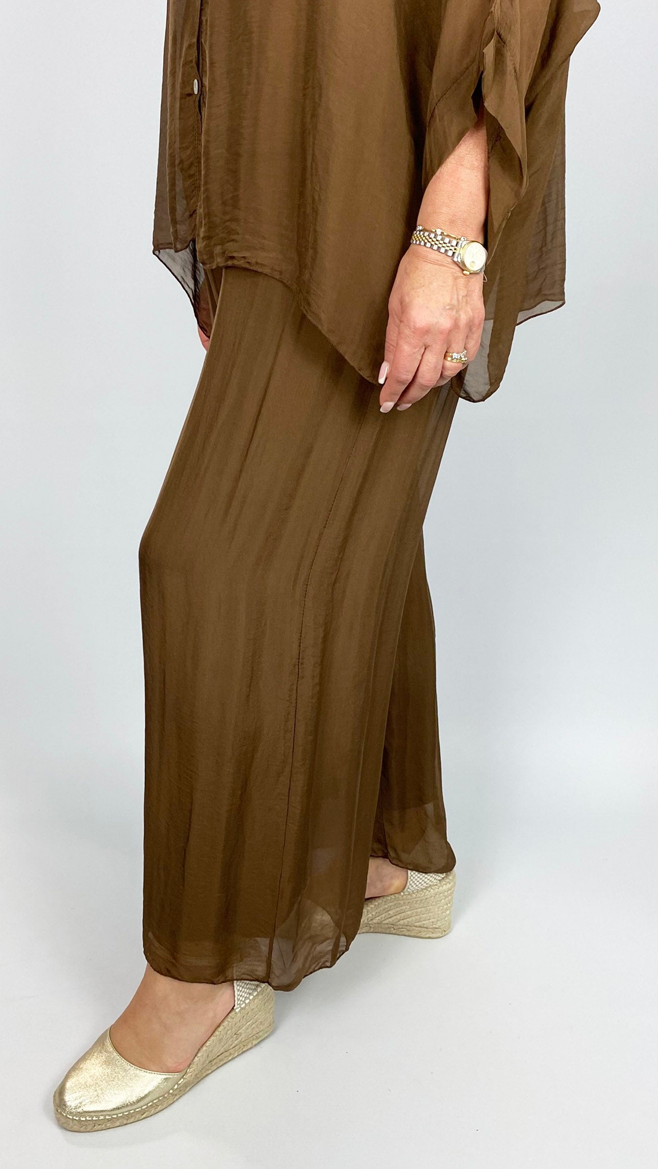 Silk wide-leg pull-on pants | 3 Colours