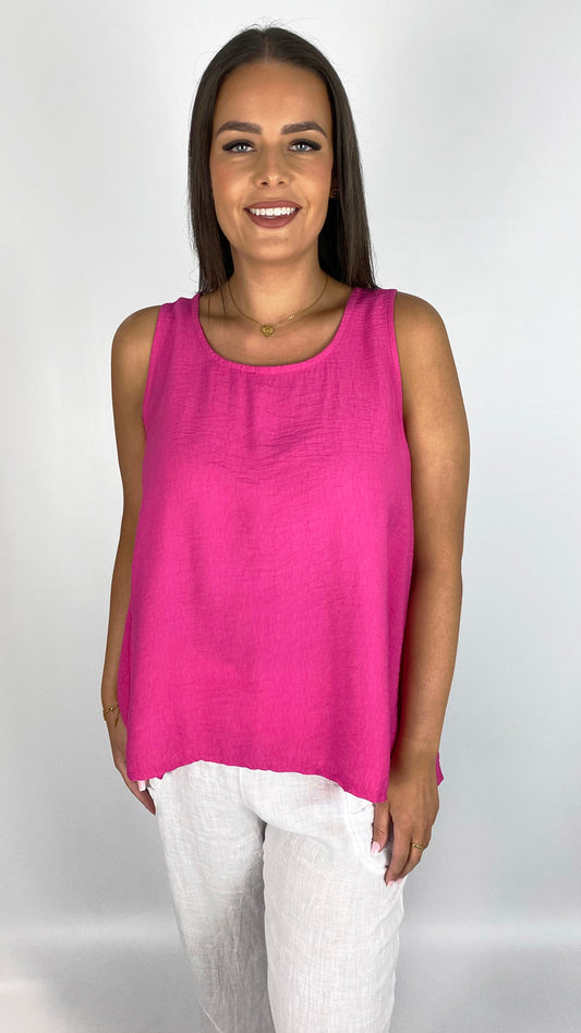 Split button-back sleeveless top | 5 Colours