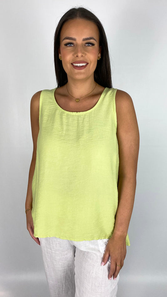 Split button-back sleeveless top | 5 Colours