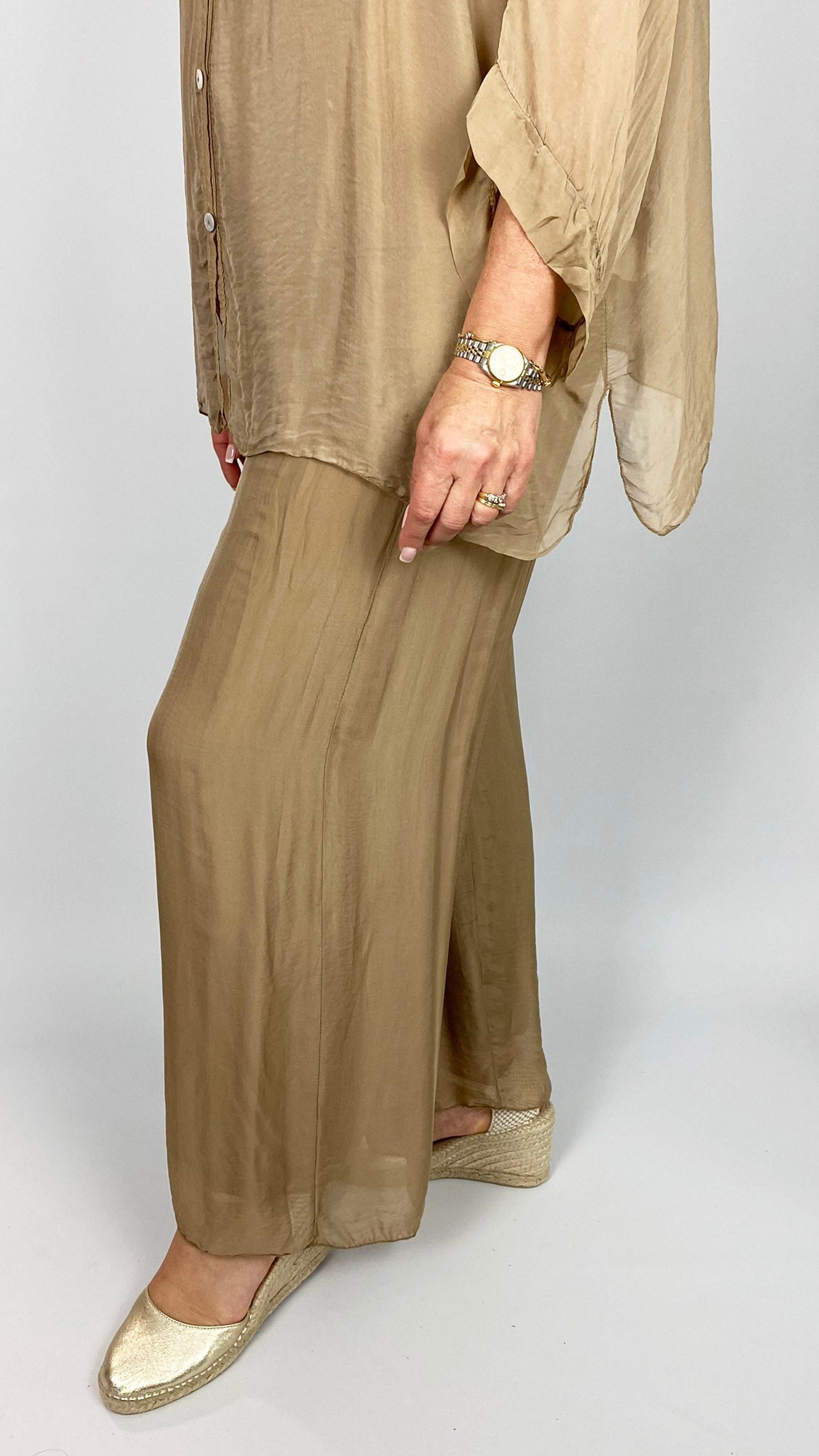Silk wide-leg pull-on pants | 3 Colours