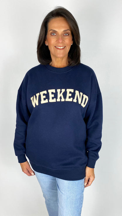 Crew neck "Weekend" fleece lined sweatshirt | 3 Colours | 2 Sizes | last 1