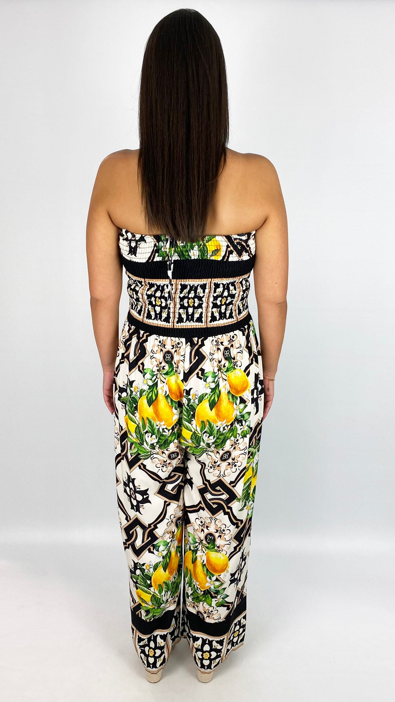 Sicilian print strapless Jumpsuit | 2 Colours