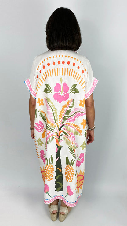 Tropical print oversized shirtdress | Bright Multi