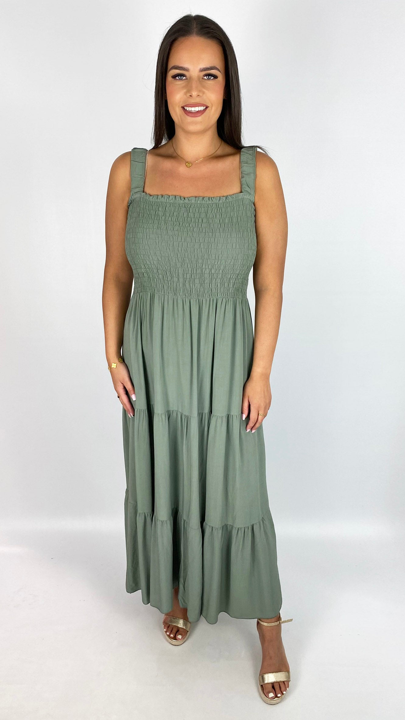 Shirred bust tiered maxi dress | 3 new! Colours