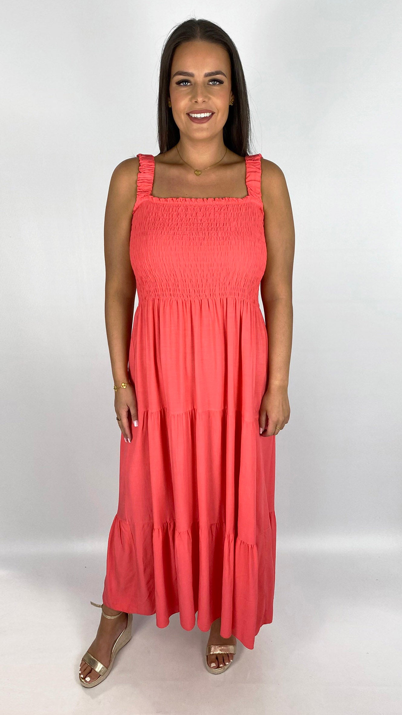 Shirred bust tiered maxi dress | 3 new! Colours