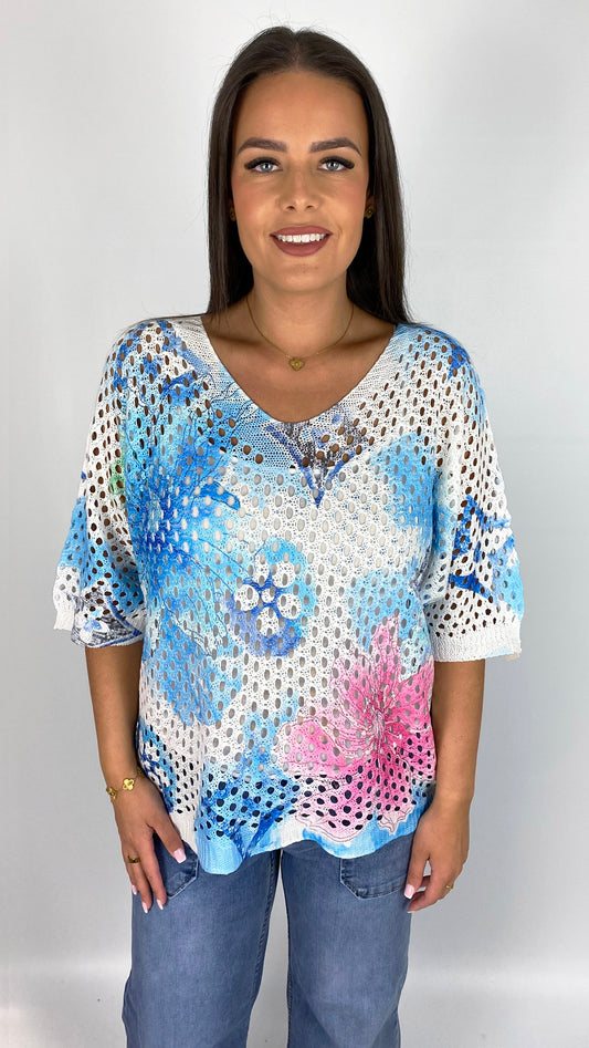 Designer-inspired v-neck mesh top | 2 Colours