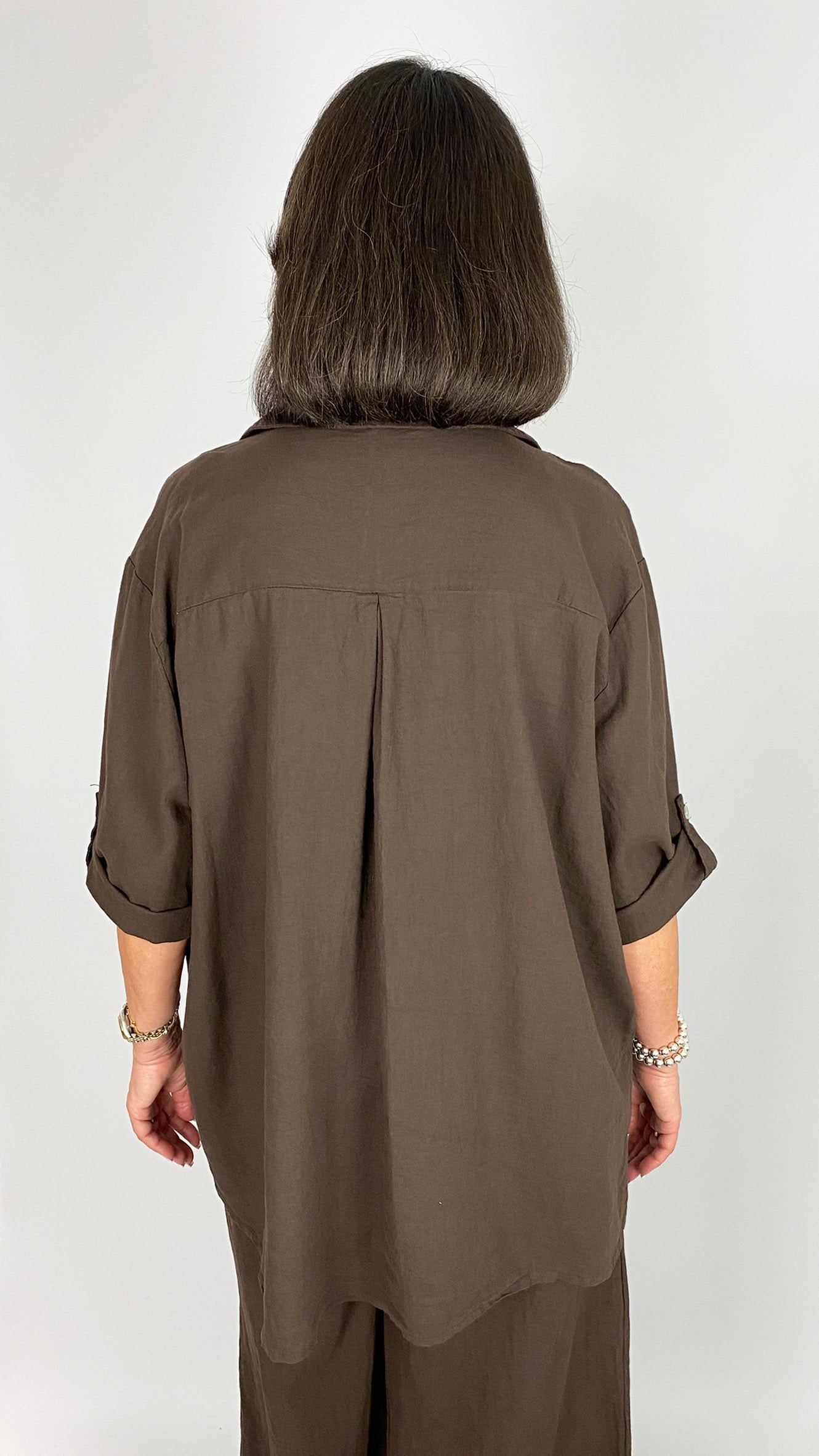 Linen & cotton mix button-through shirt | 3 Colours