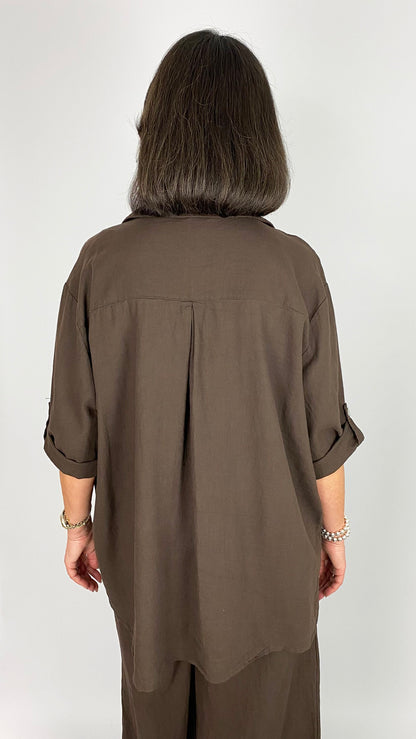 Linen & cotton mix button-through shirt | 3 Colours