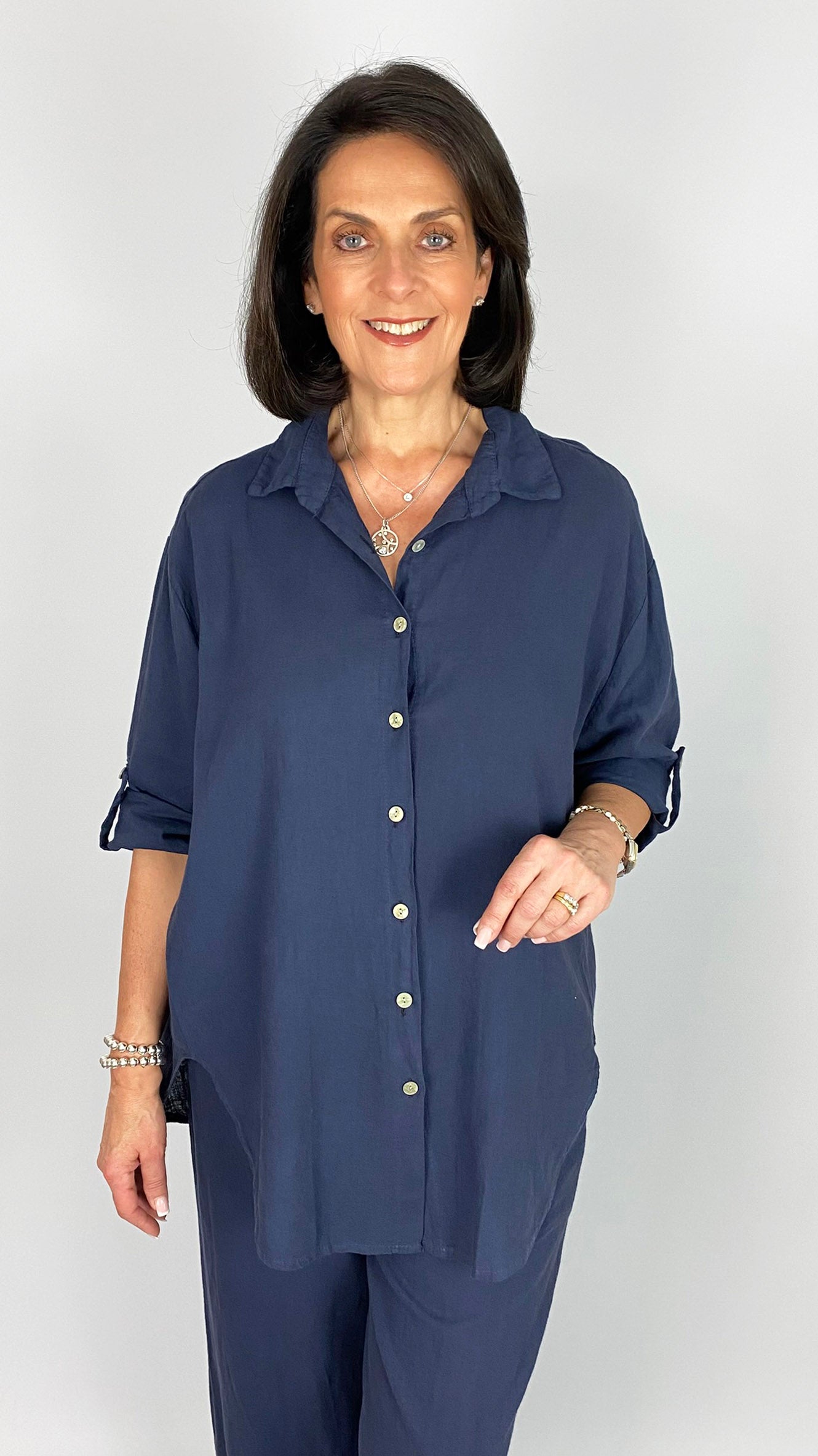 Linen & cotton mix button-through shirt | 3 Colours