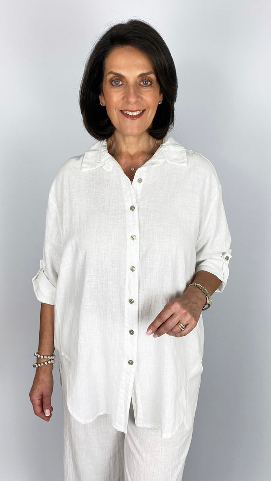 Linen & cotton mix button-through shirt | 3 Colours | back in!