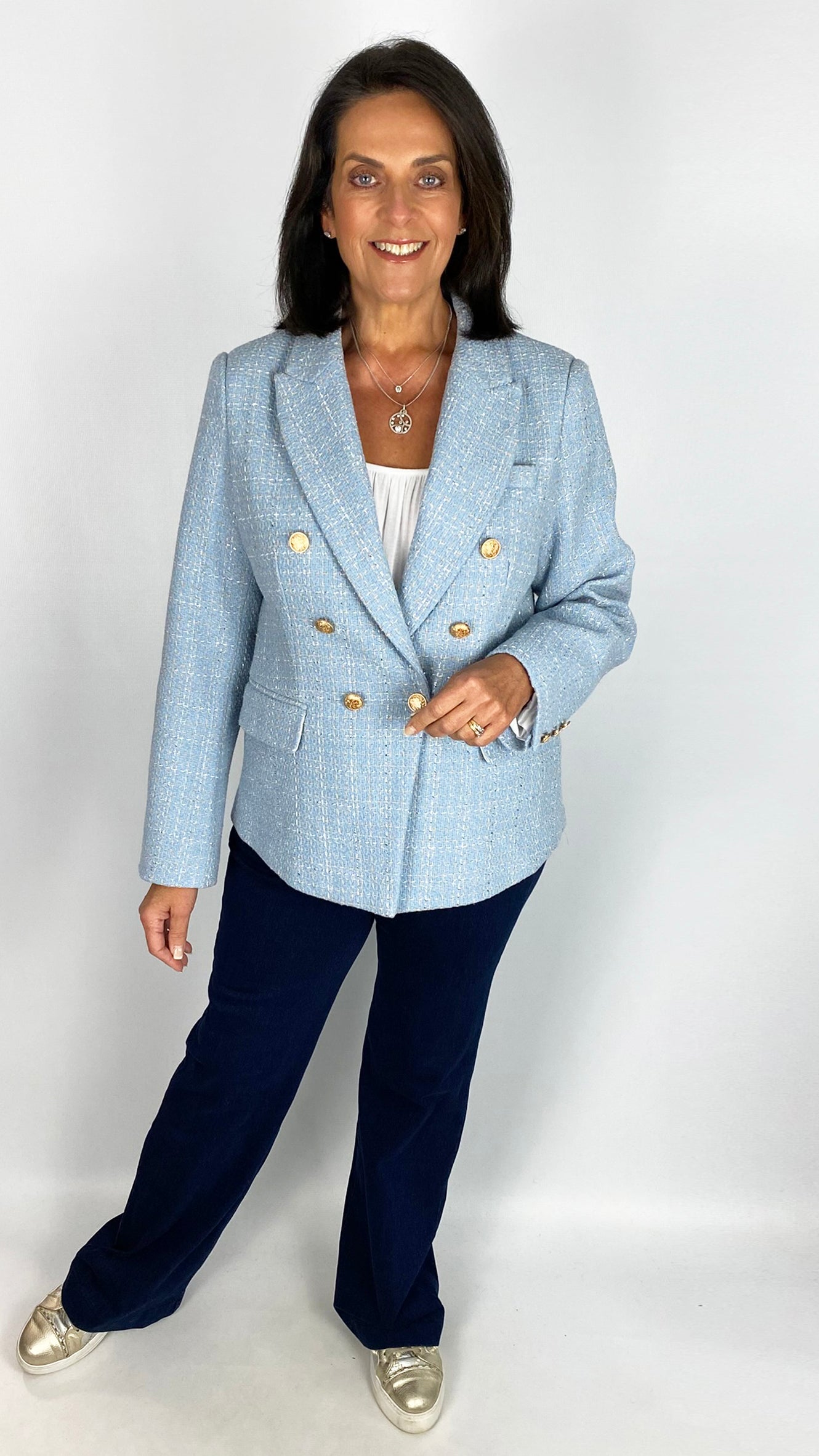 Designer-inspired double-breasted blazer | Blue | 4 Sizes