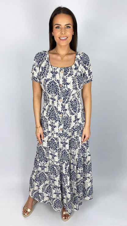 On/off-the-shoulder print tiered maxi dress | 4 Colours