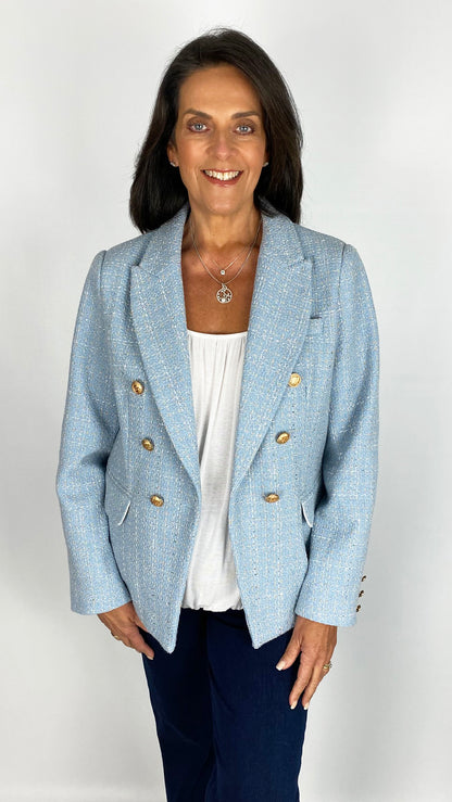 Designer-inspired double-breasted blazer | Blue | 4 Sizes