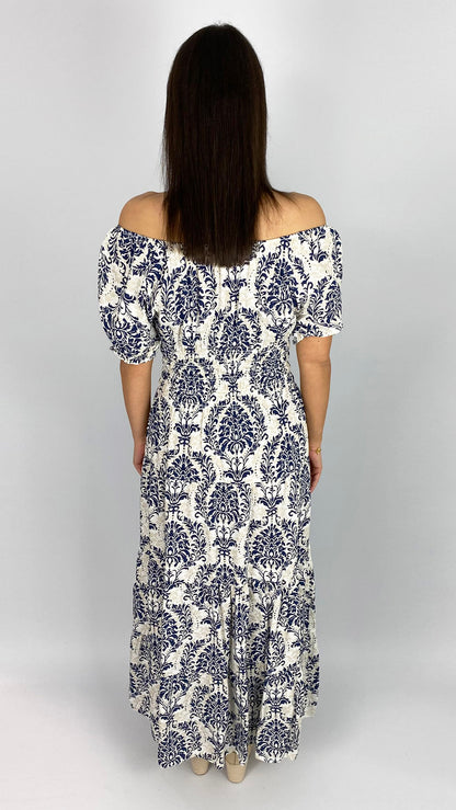 On/off-the-shoulder print tiered maxi dress | 4 Colours