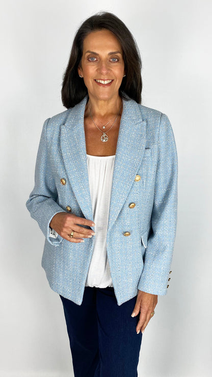 Designer-inspired double-breasted blazer | Blue | 4 Sizes