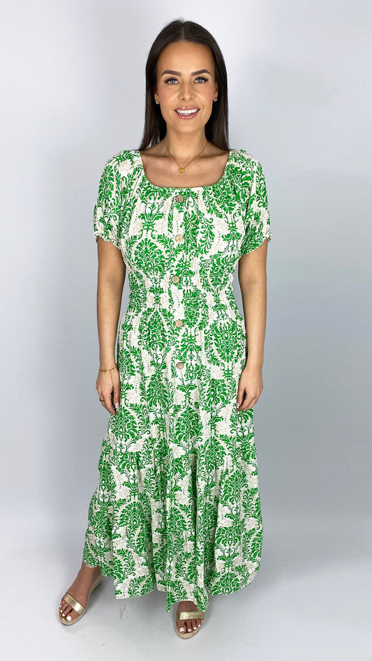 On/off-the-shoulder print tiered maxi dress | 4 Colours