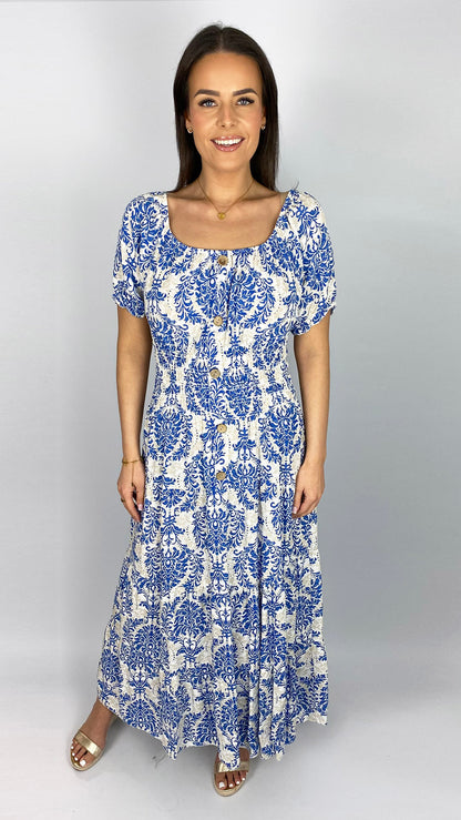 On/off-the-shoulder print tiered maxi dress | 4 Colours