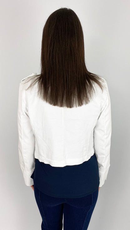 Cotton military style stretch jacket | White