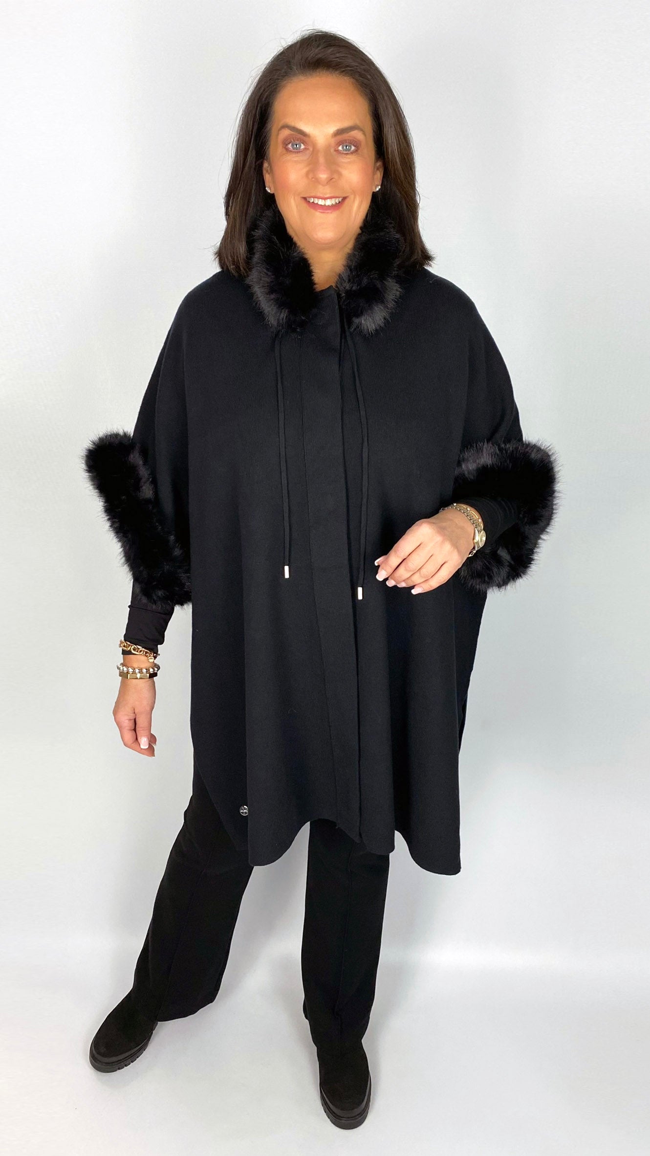 Faux fur trimmed wrap jacket (2 Colours) by Malissa J