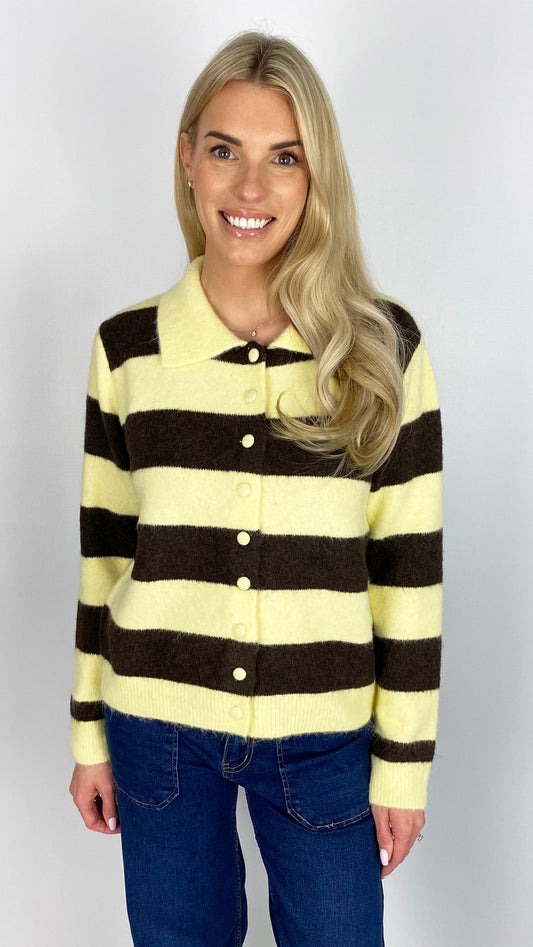 Collared button-through stripe jumper | 3 Colours