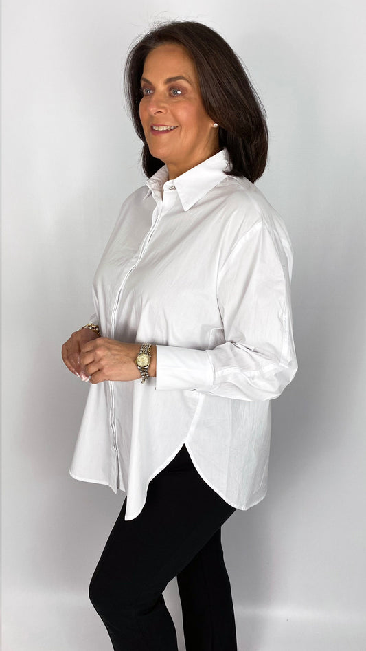 Dipped hemline shirt (White) by Malissa J