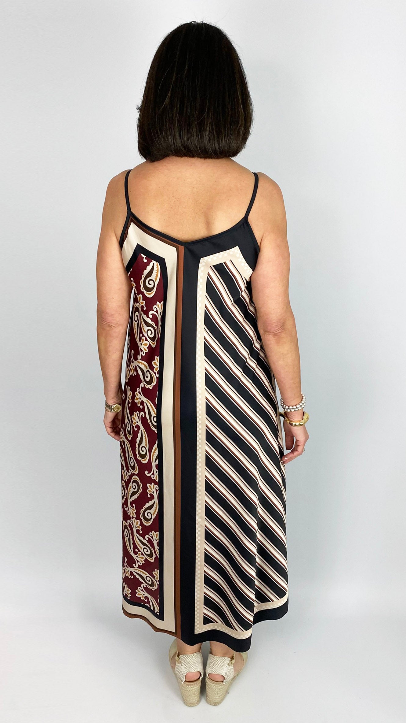Mulit print strappy satin dress | 2 Colours