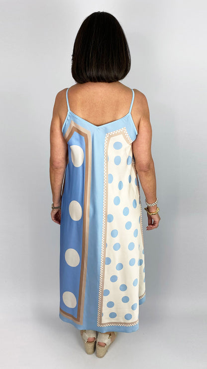 Mulit spot strappy satin dress | 3 Colours