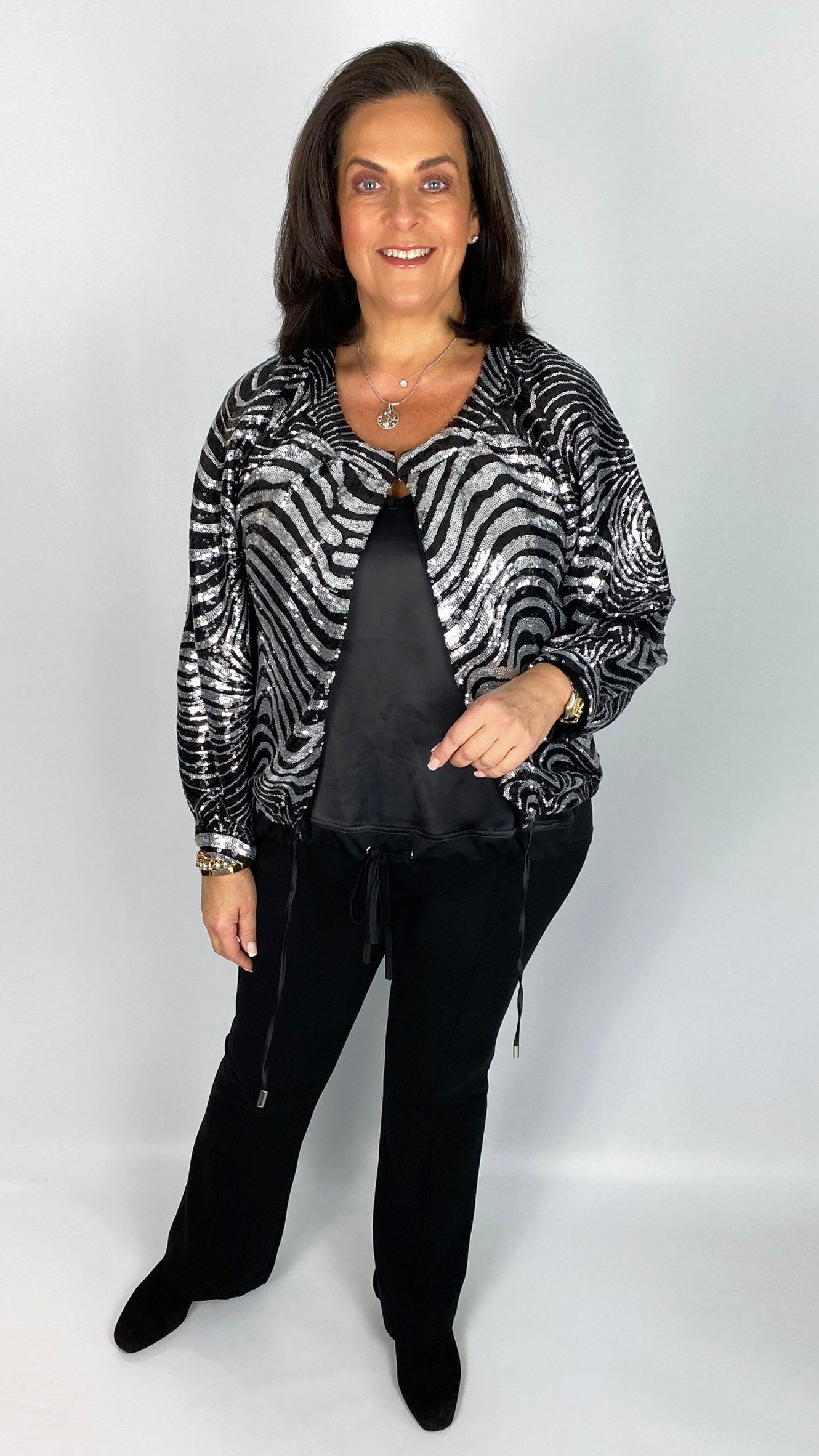 Sequin glamour jacket (Silver/Black) by Malissa J